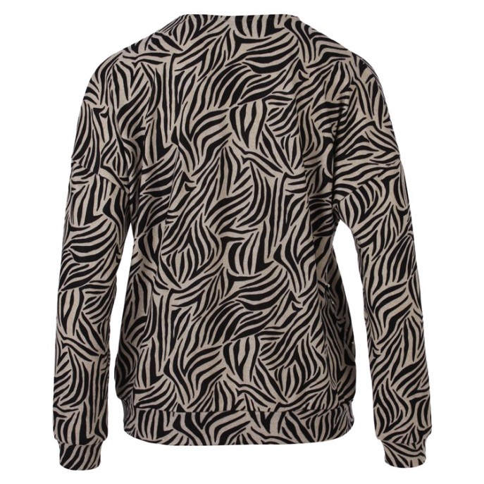 Enjoy Sweater cozy dierprint Zwart zand zilver